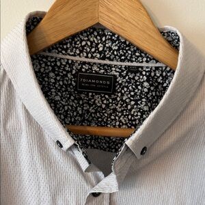 7 Diamonds Textured White/grey  Shirt with Floral Collar
